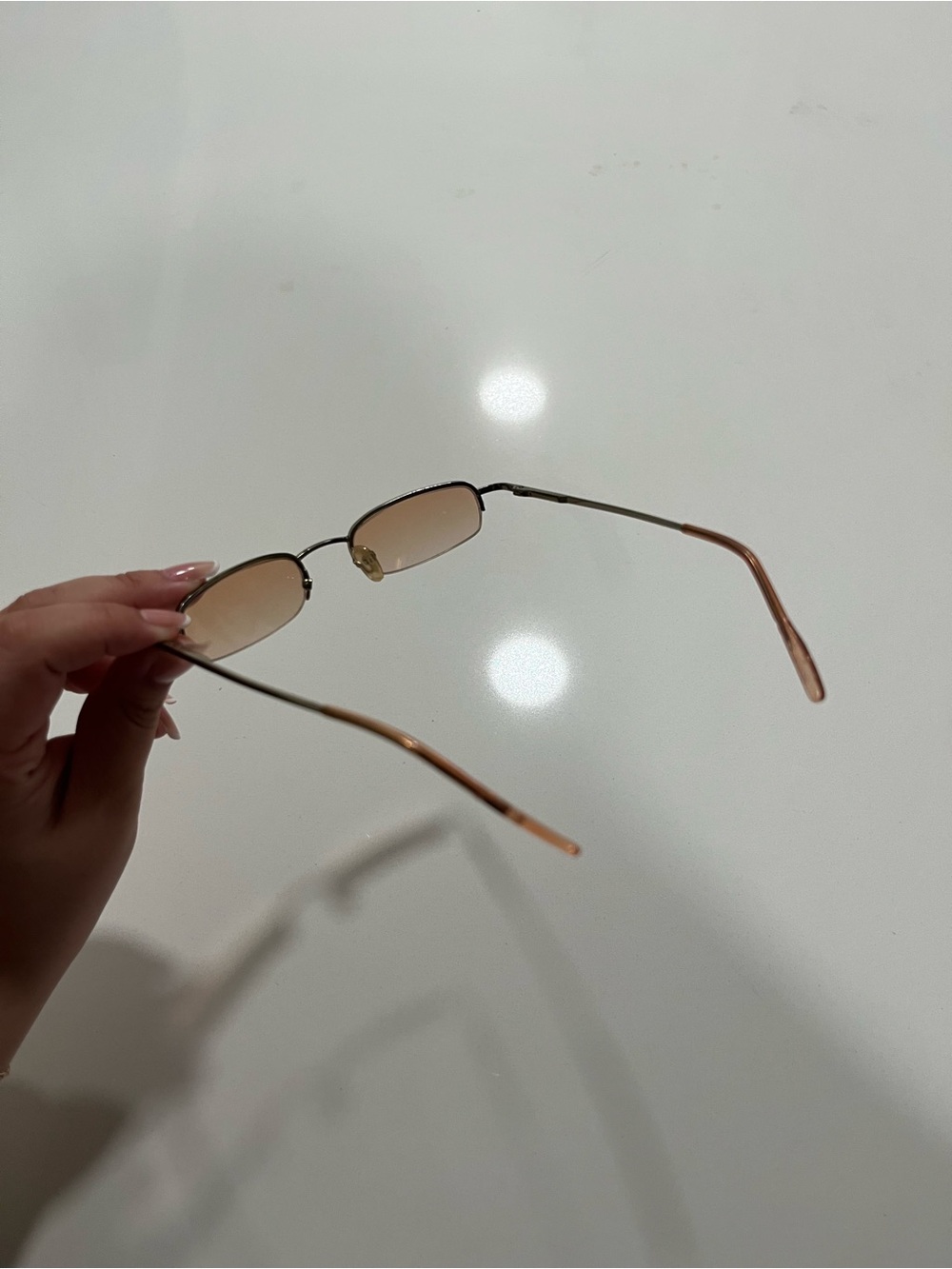 90s Y2K Rimless Rectangular Brown Gradient Sunglasses - Picture 2 of 2
